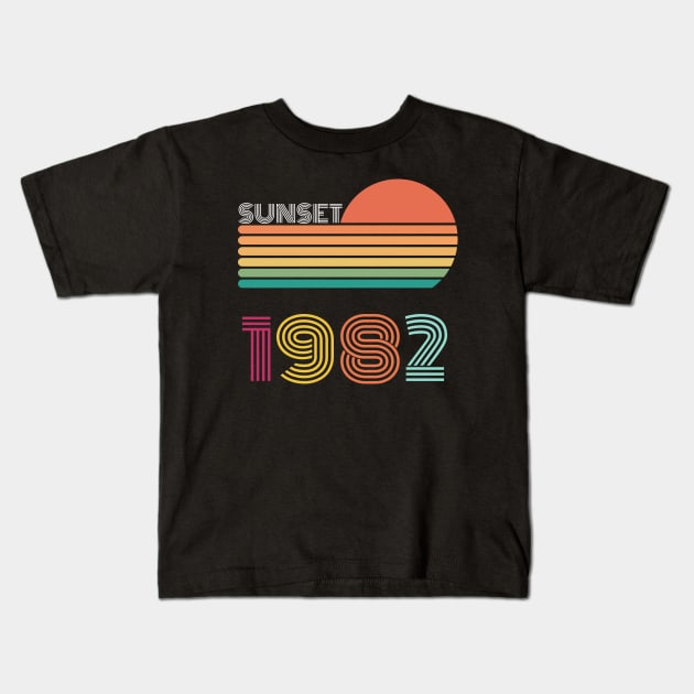 Sunset Retro Vintage 1982 Kids T-Shirt by Happysphinx